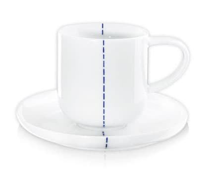 Coffee Cup w Saucer- Stitches